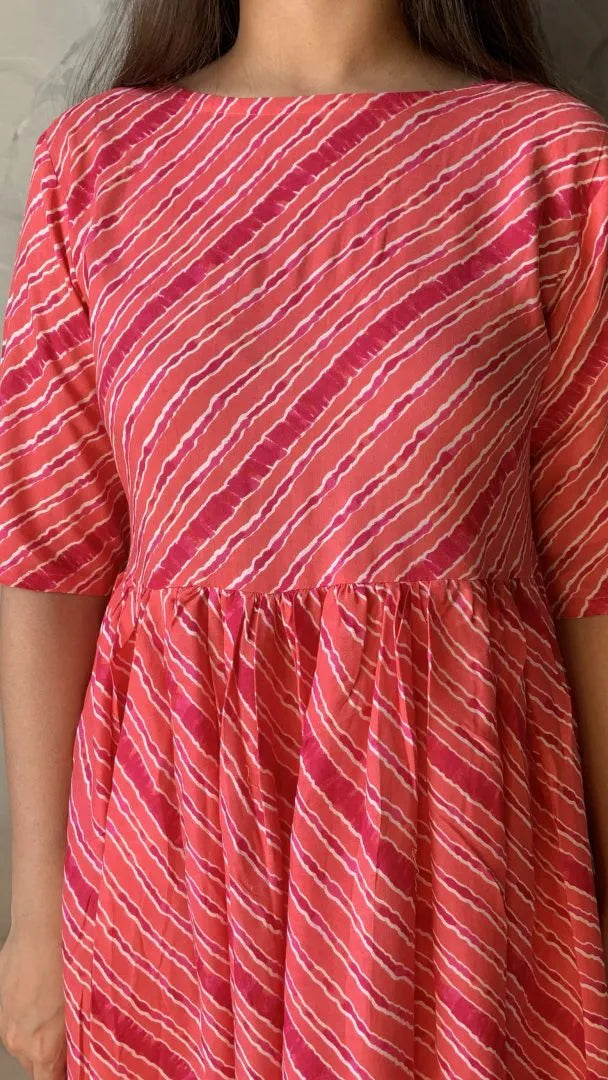 Pink Leheriya Kurta
