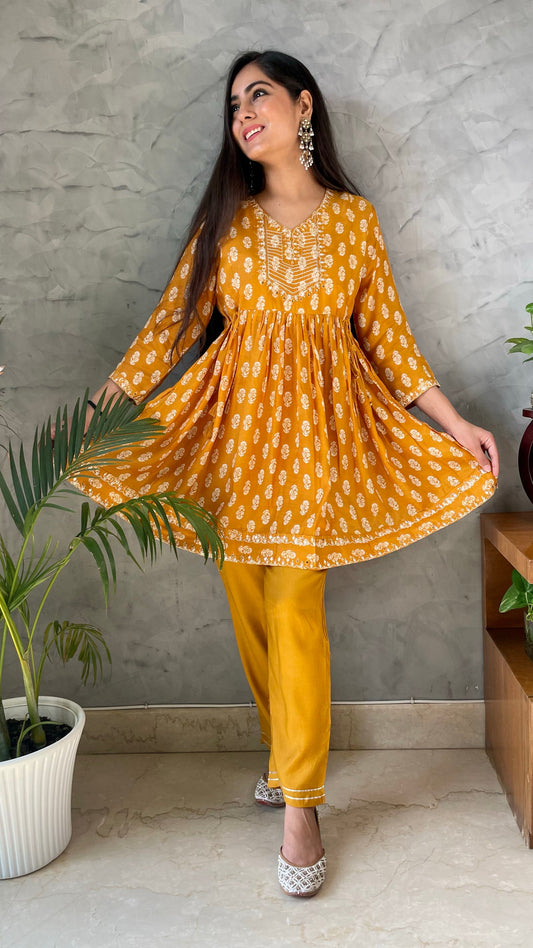 Mustard Muslin Coord Set