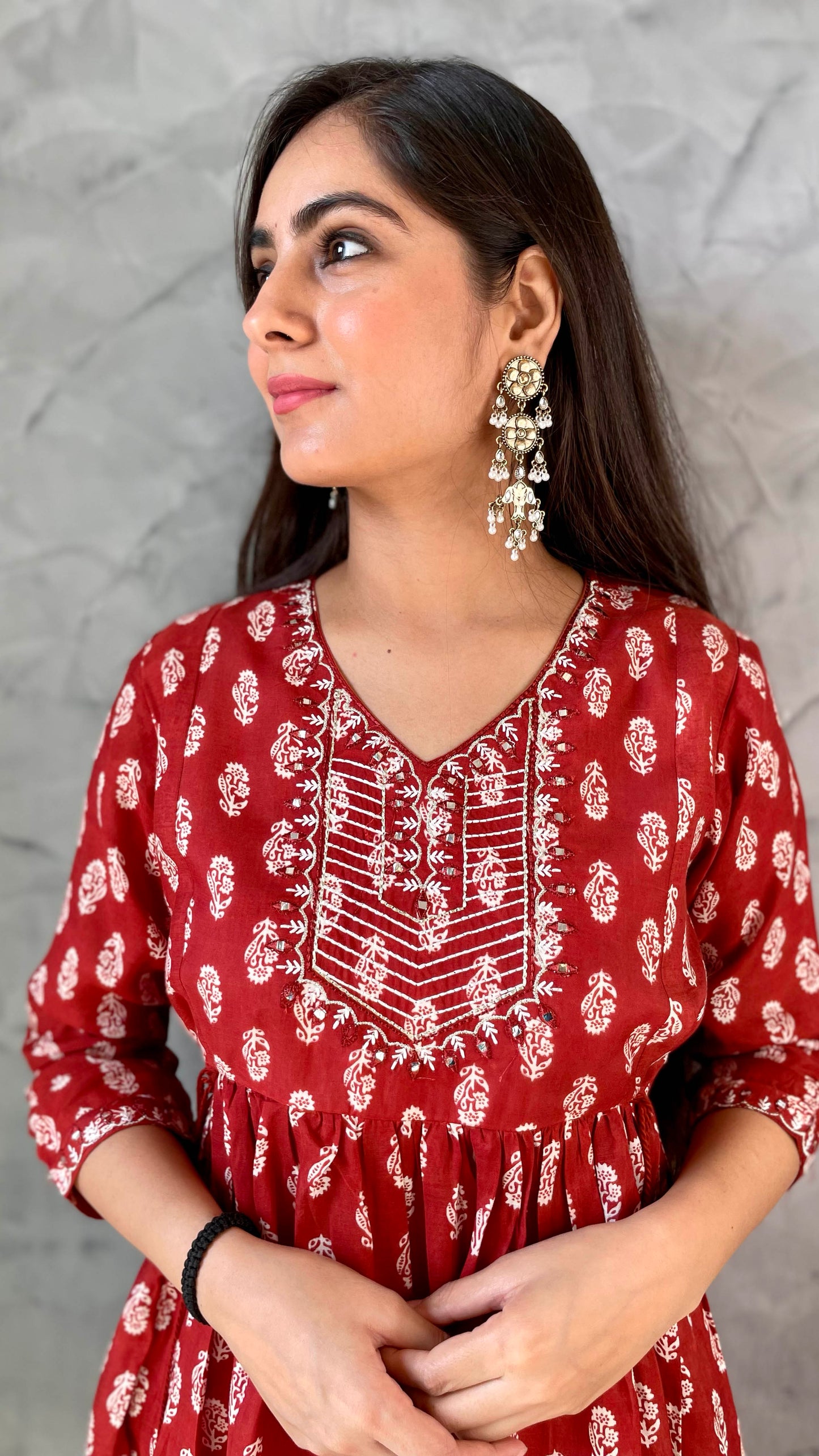 Rustic Red Muslin Coord Set