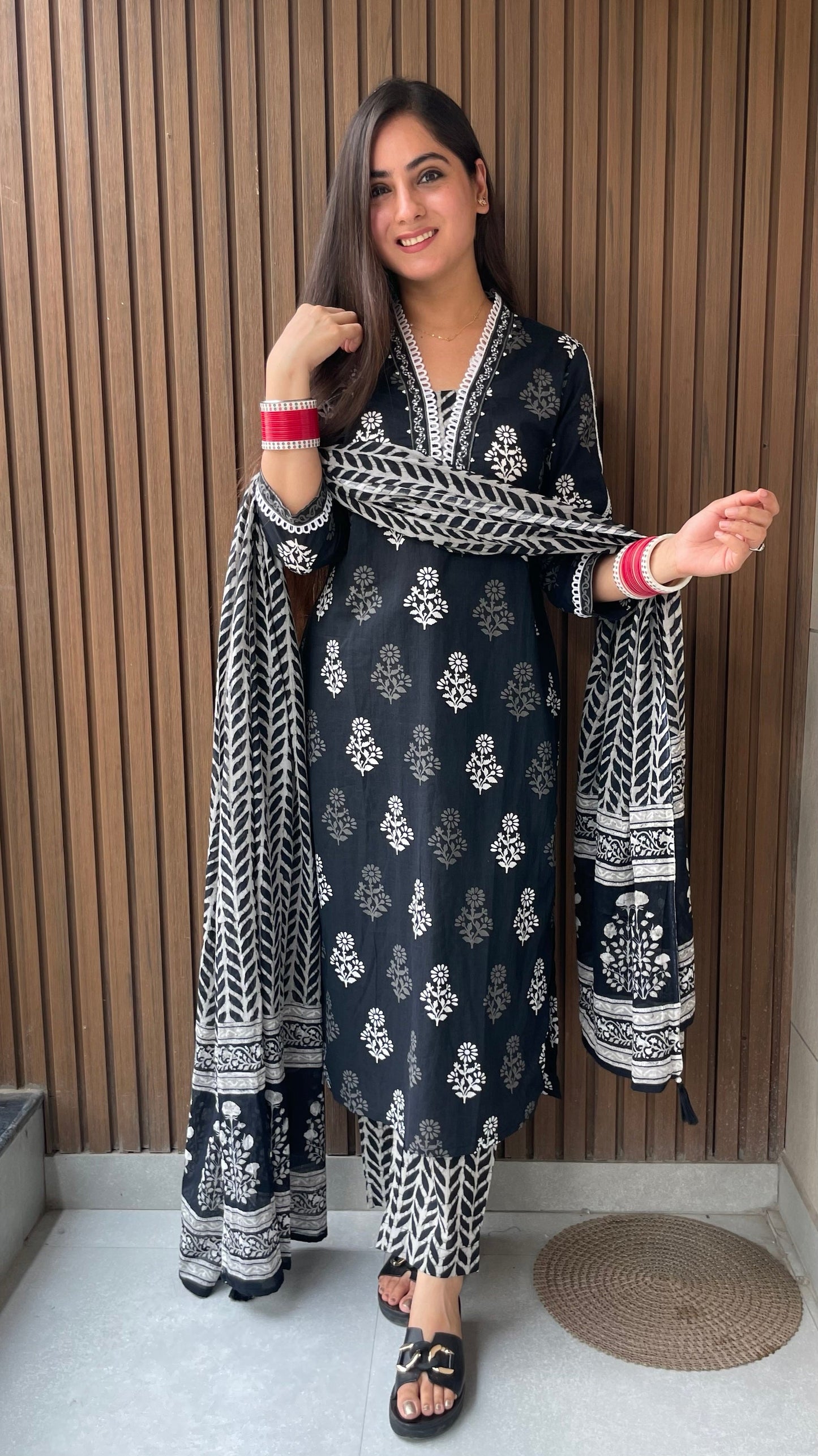Rubina Black Cotton Suit