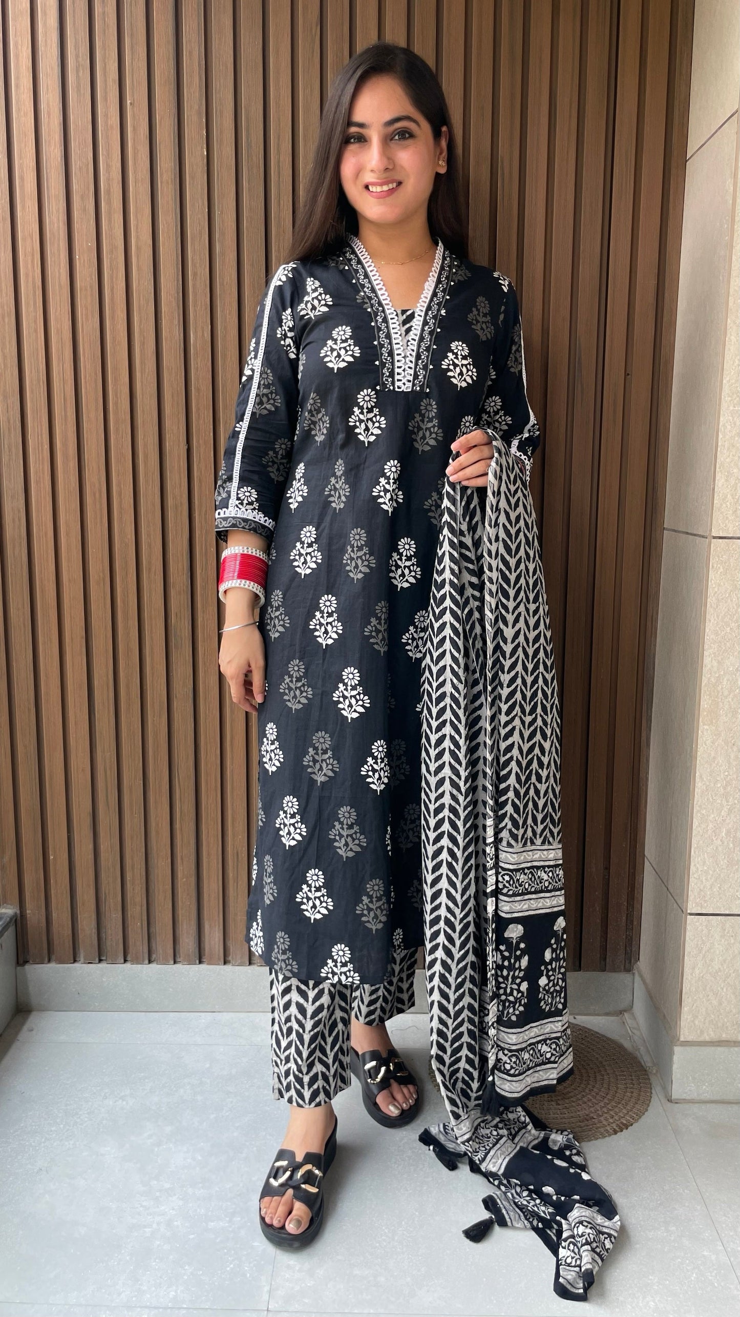 Rubina Black Cotton Suit