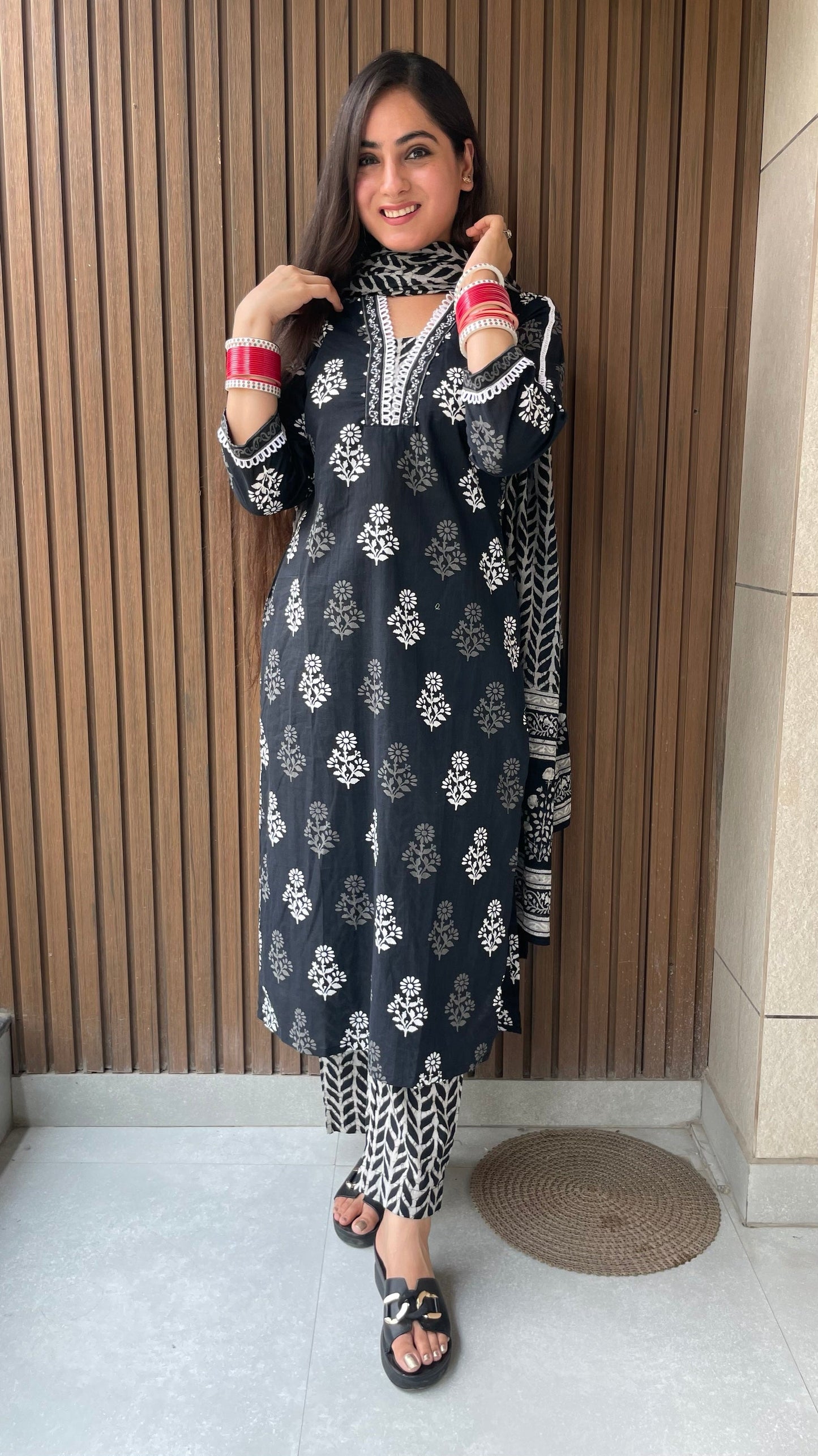 Rubina Black Cotton Suit