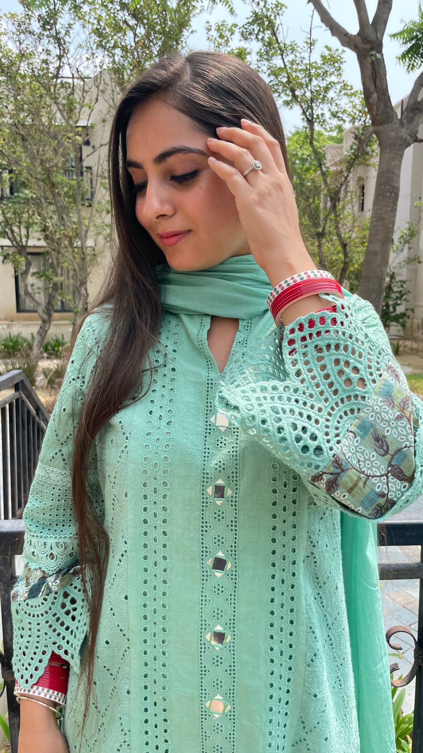 Simran Schiffli Lace Suit