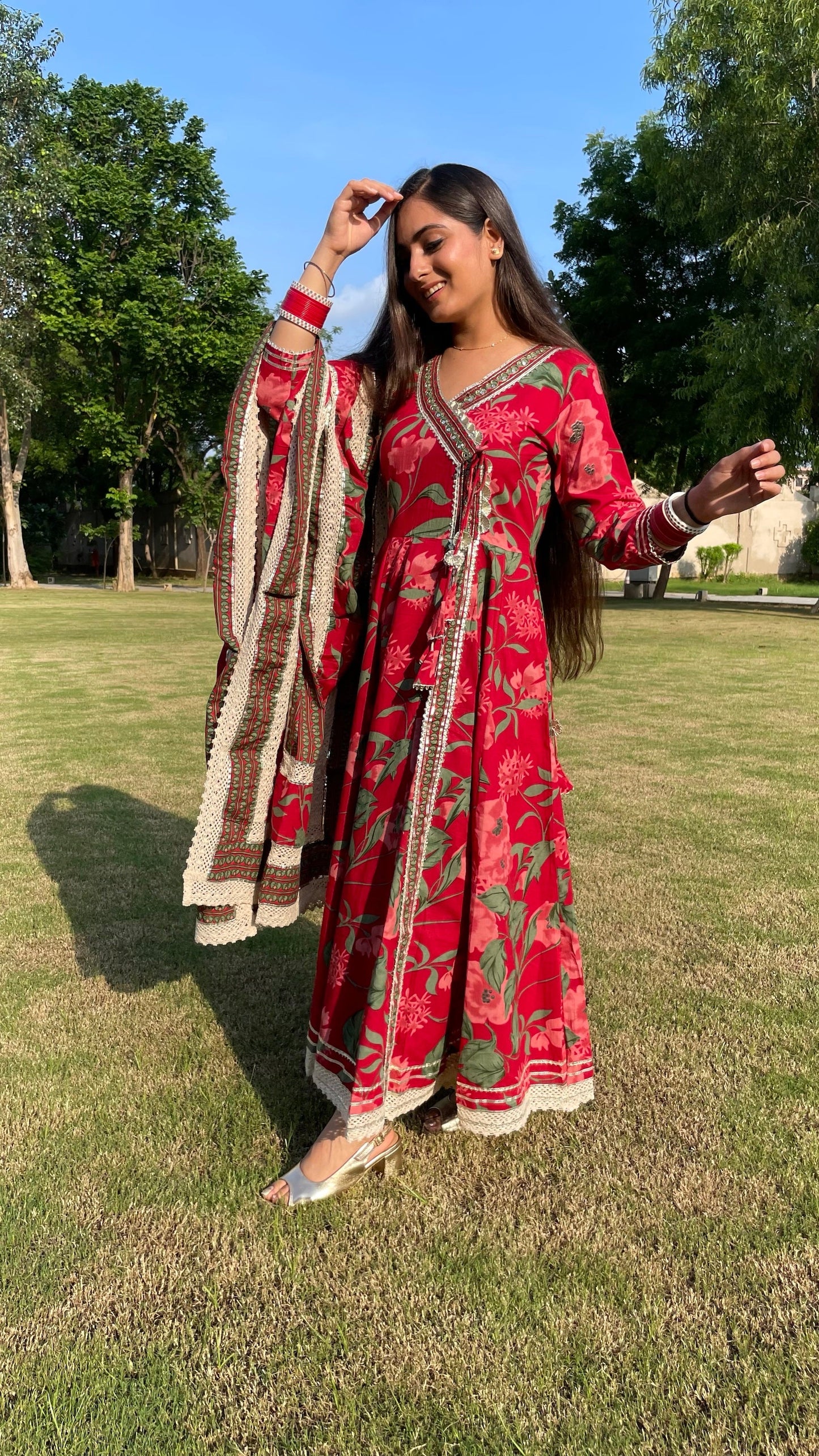 Salony Red Anarkali Suit