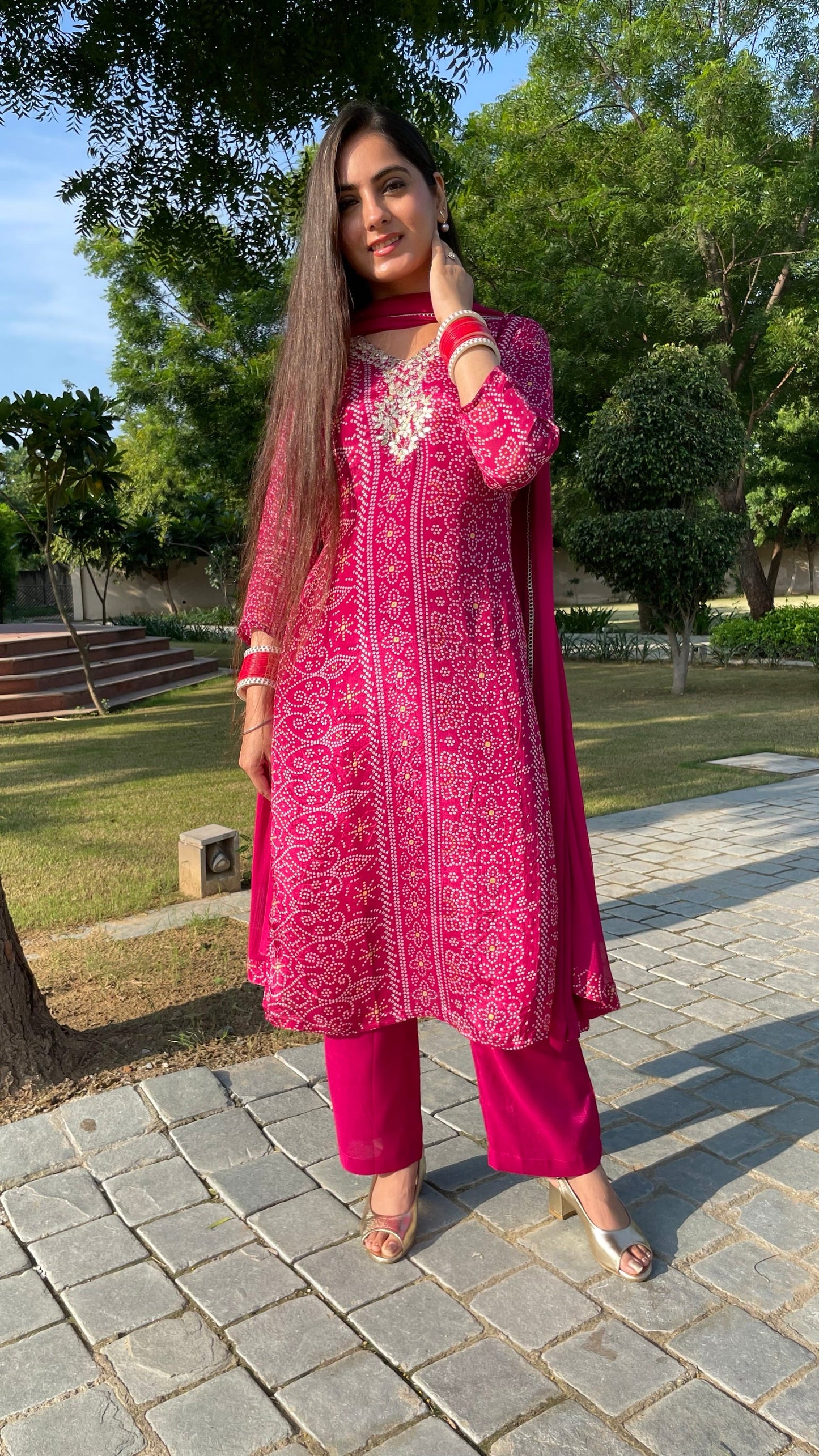 Fiza Pink Embroidered Suit