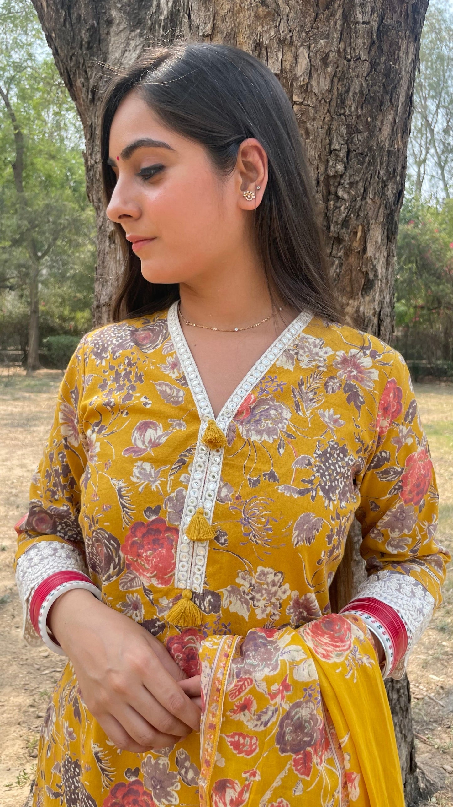 Jiya Mustard Lace Suit