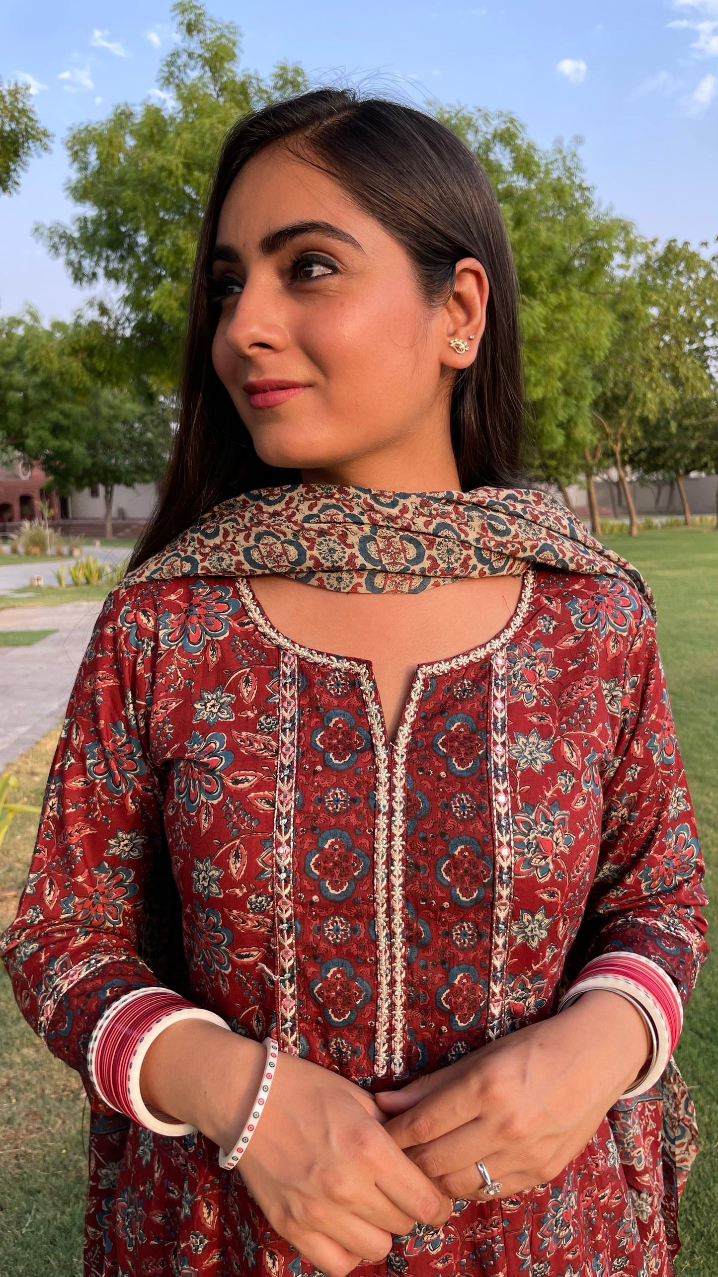 Mahira Maroon Anarkali Suit