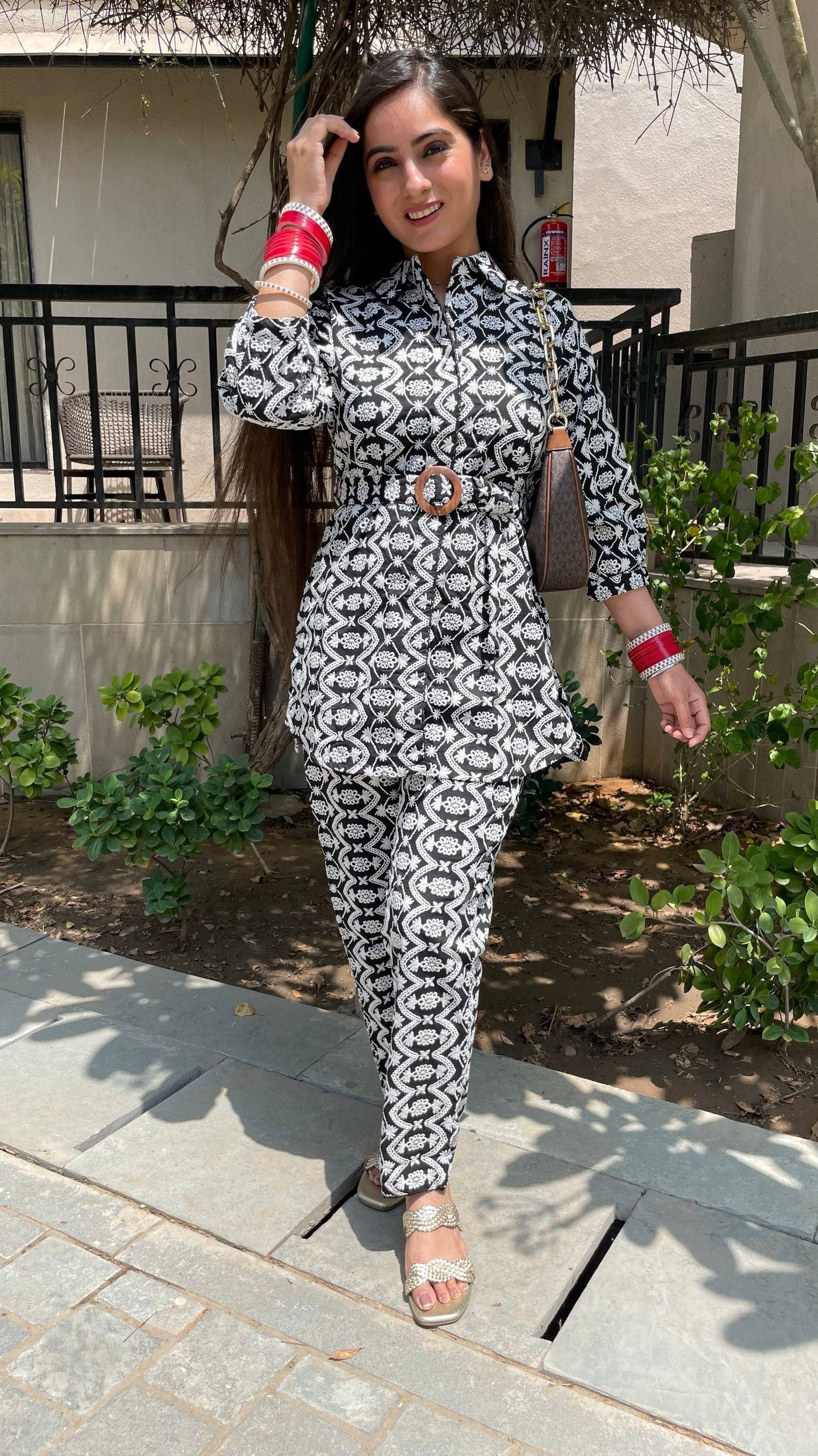 Tina Black Schiffli Coord Set