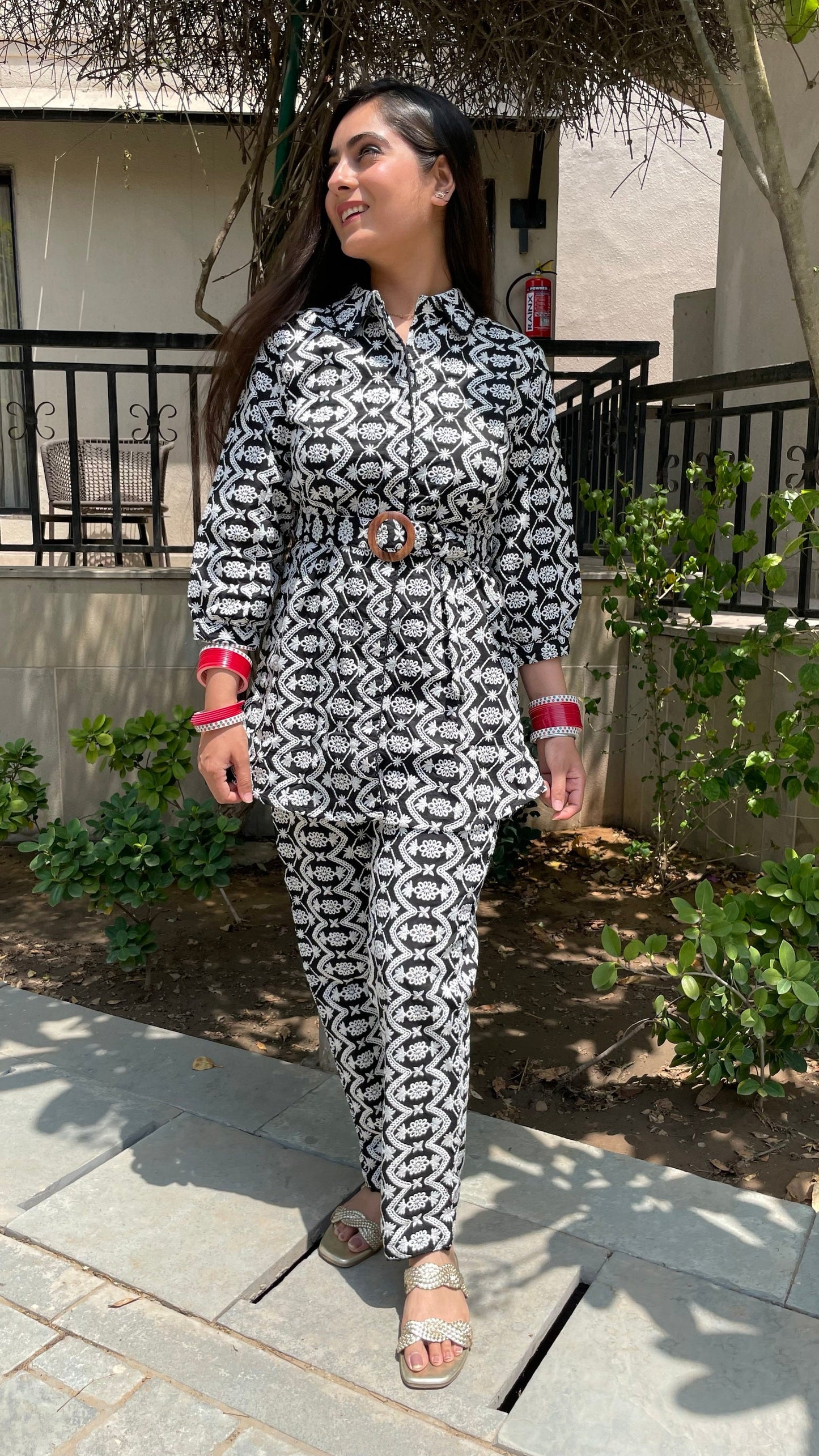 Tina Black Schiffli Coord Set