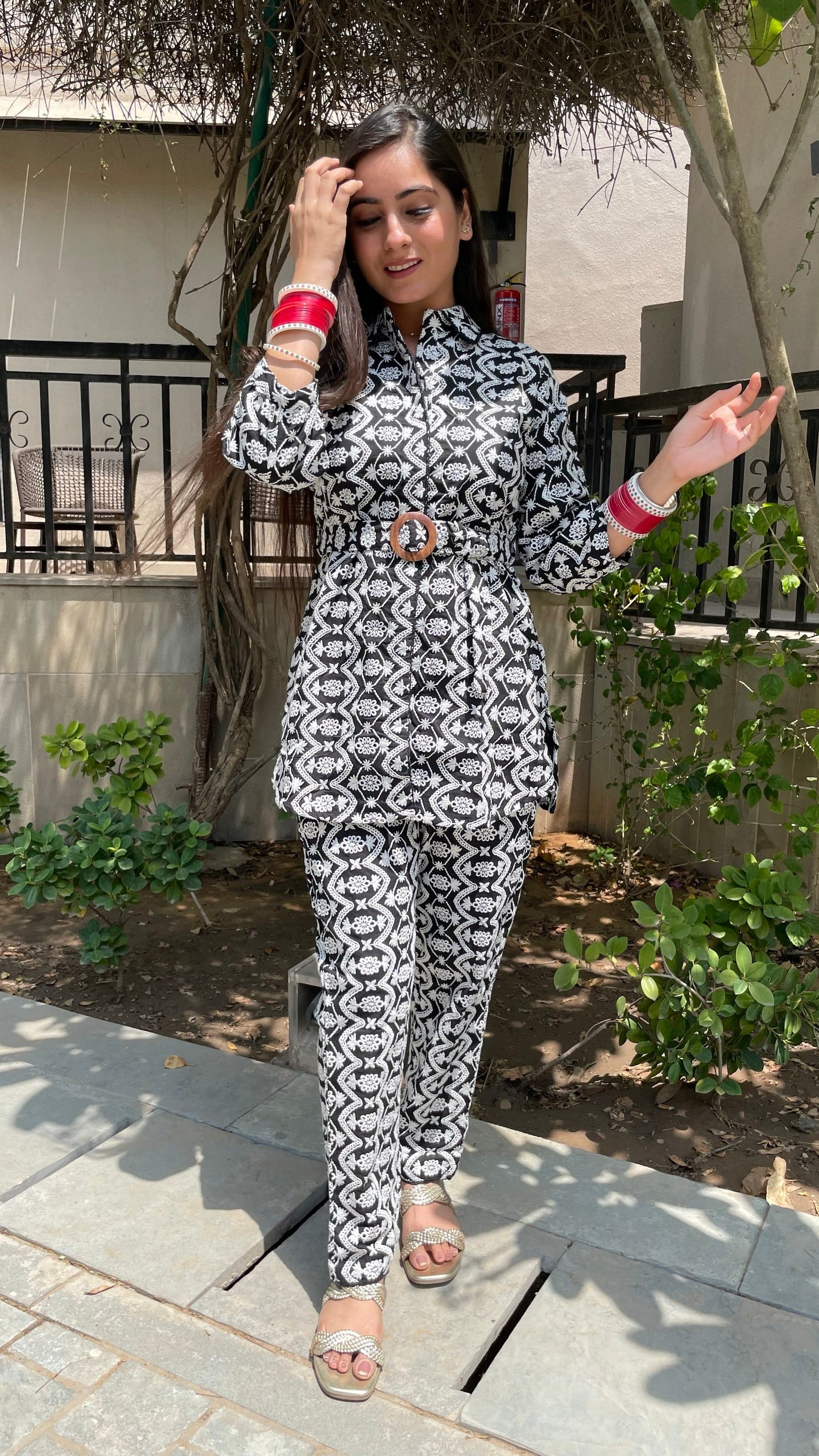 Tina Black Schiffli Coord Set