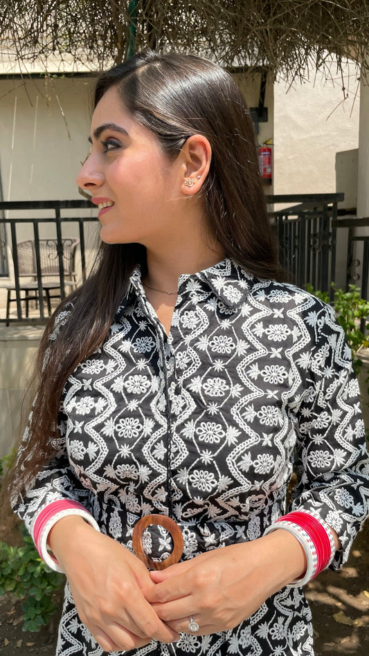 Tina Black Schiffli Coord Set