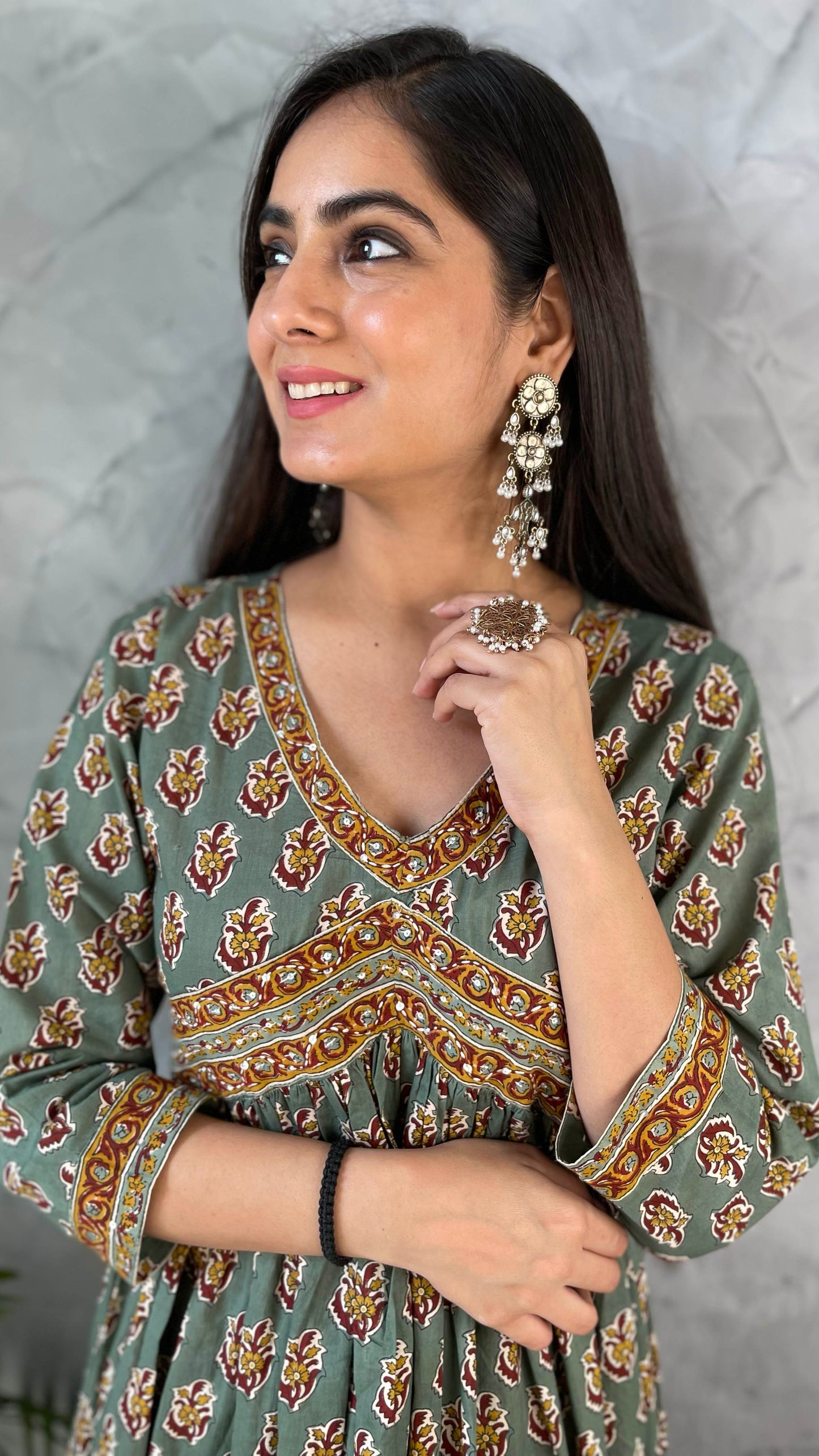 Olive Green Kurta Pant Set