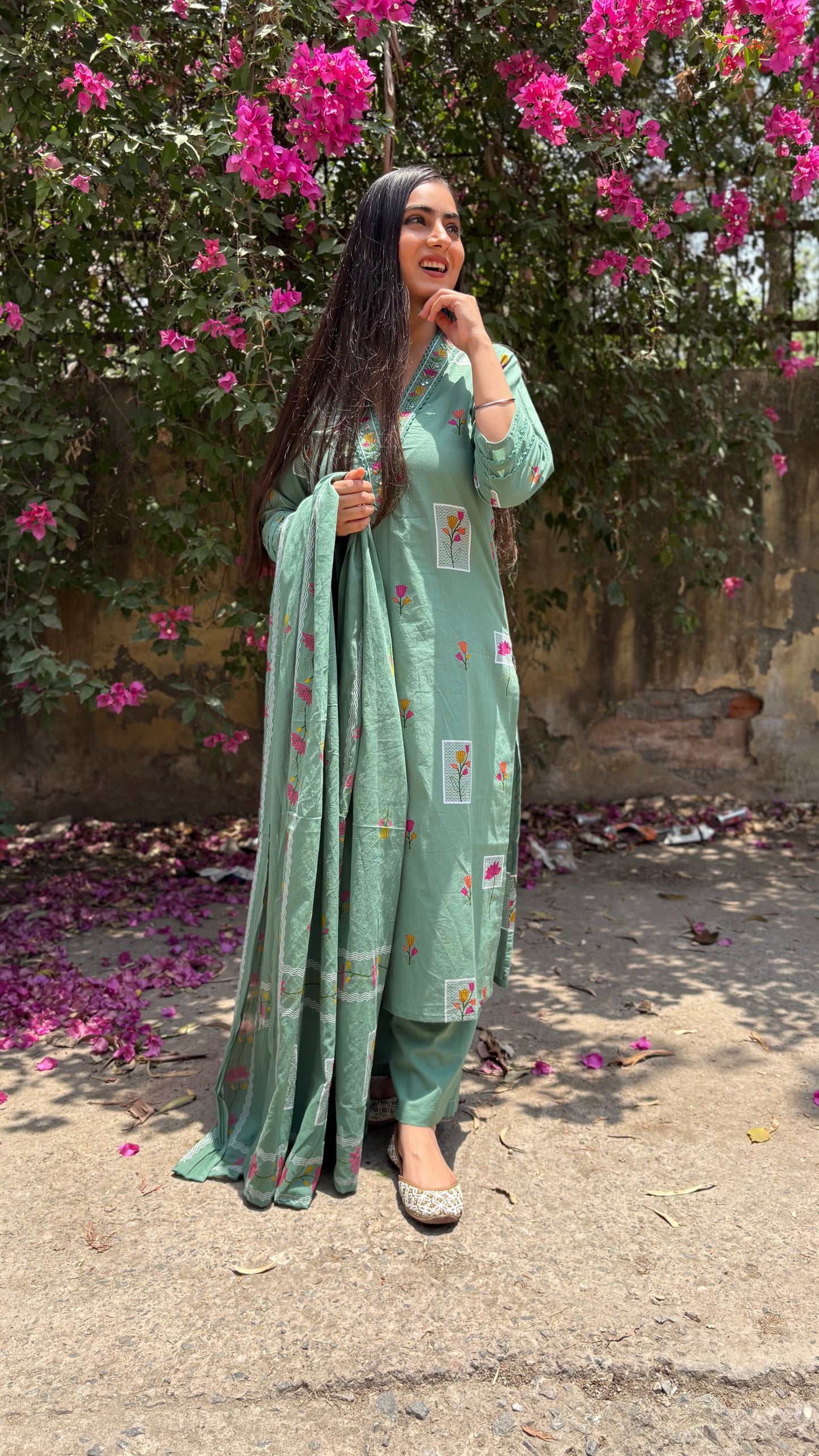 Rashmi Cyan Cotton Suit