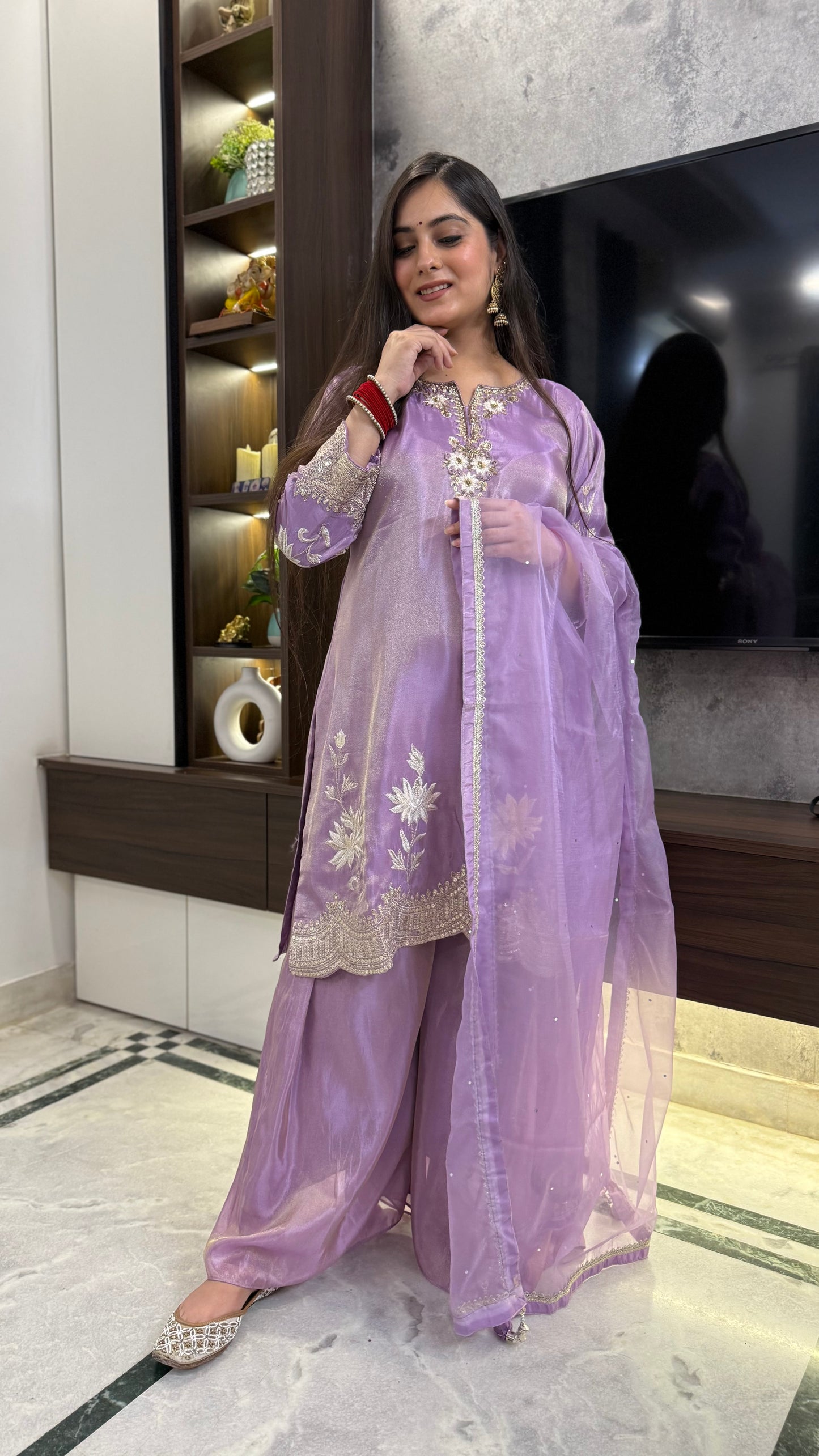 Reena Lilac Embroidered Suit