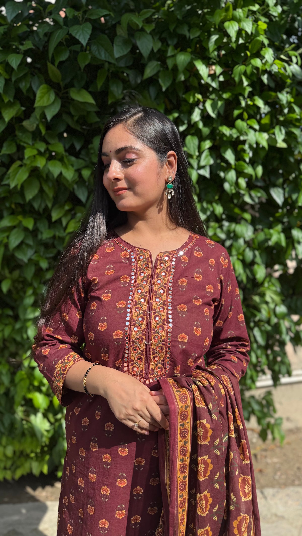 Kriti Maroon Floral Sharara Suit