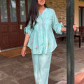 Mint Pintuck Embroidered Co-ord Set