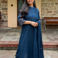 Meher Navy Pintuck Suit