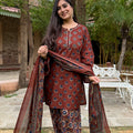 Earthy Rust Floral Farshi Suit