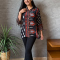 Midnight Printed Button-Down Top
