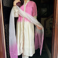 Richa Pink Cream Muslin Suit