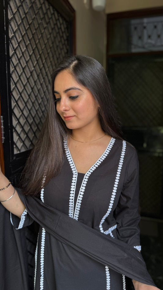 Swati Black Lace Suit