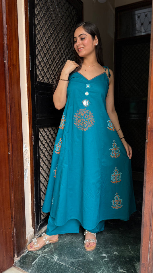 Ananya Teal A-Line Coord Set