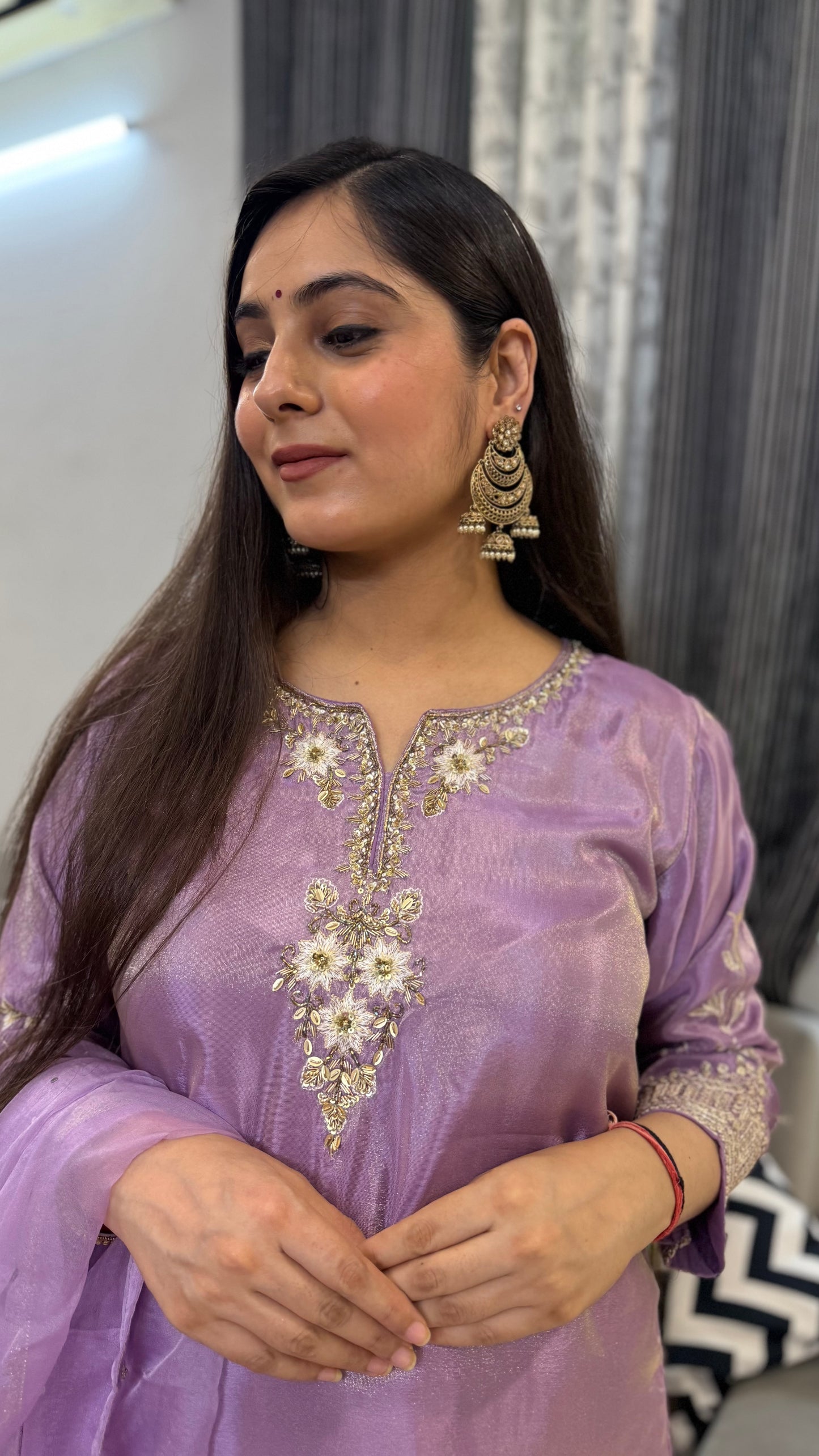 Reena Lilac Embroidered Suit