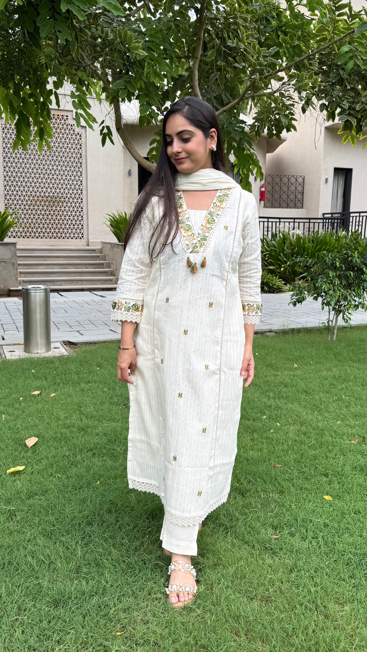 Anaya Ivory Embroidered Suit