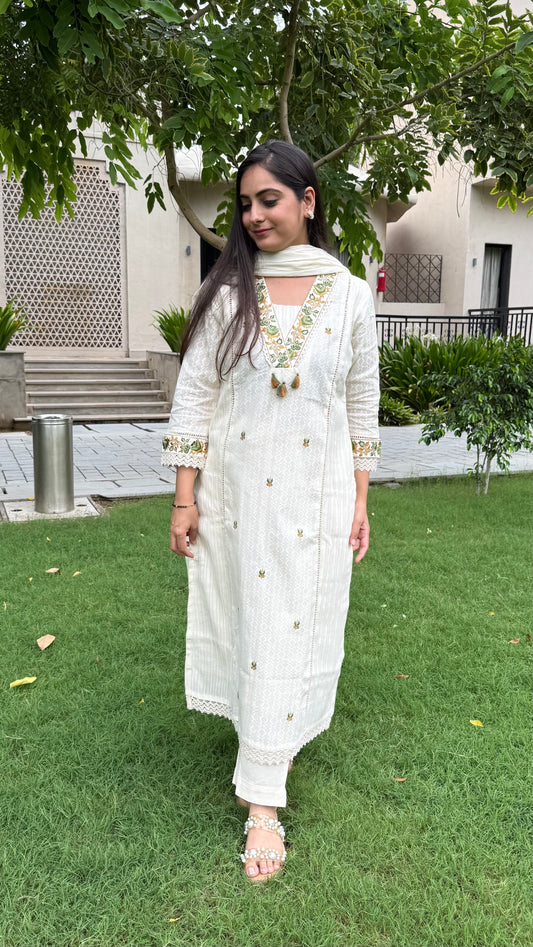 Anaya Ivory Embroidered Suit