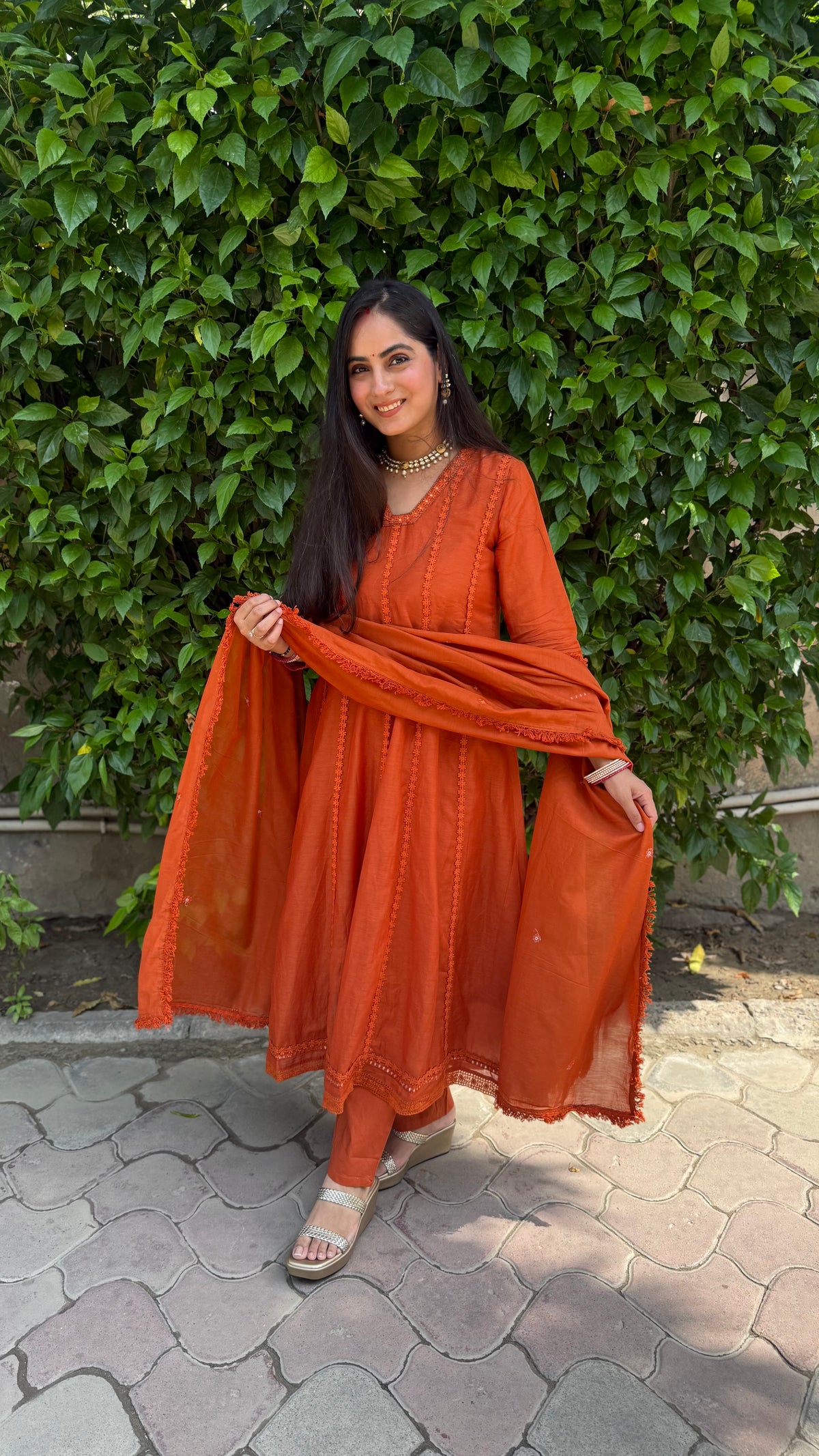 Nia Rust Orange Anarkali Suit