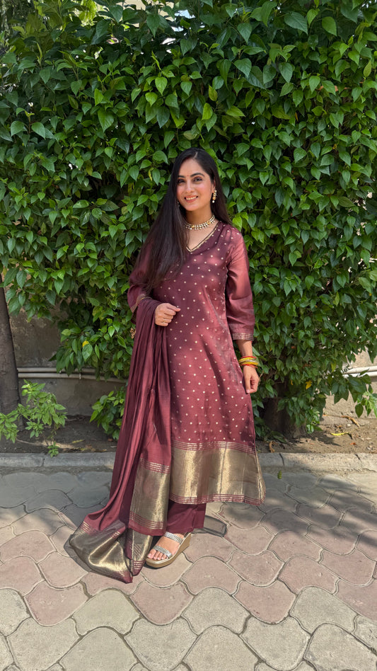 Diya Wine Chanderi Suit