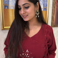 Shifa Maroon A-Line Suit