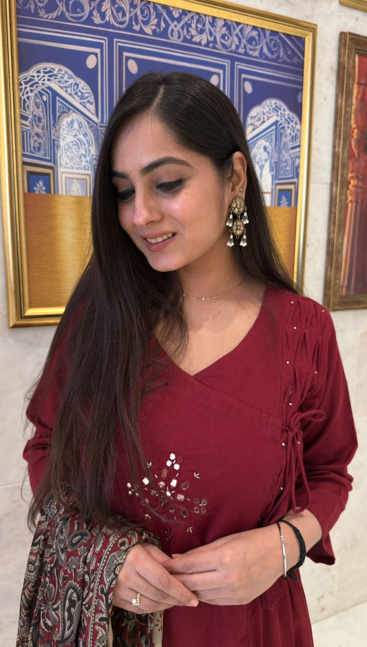 Shifa Maroon A-Line Suit