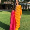 Priya Yellow Leheriya Suit Set