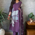 Archana Purple Grey Printed Suit