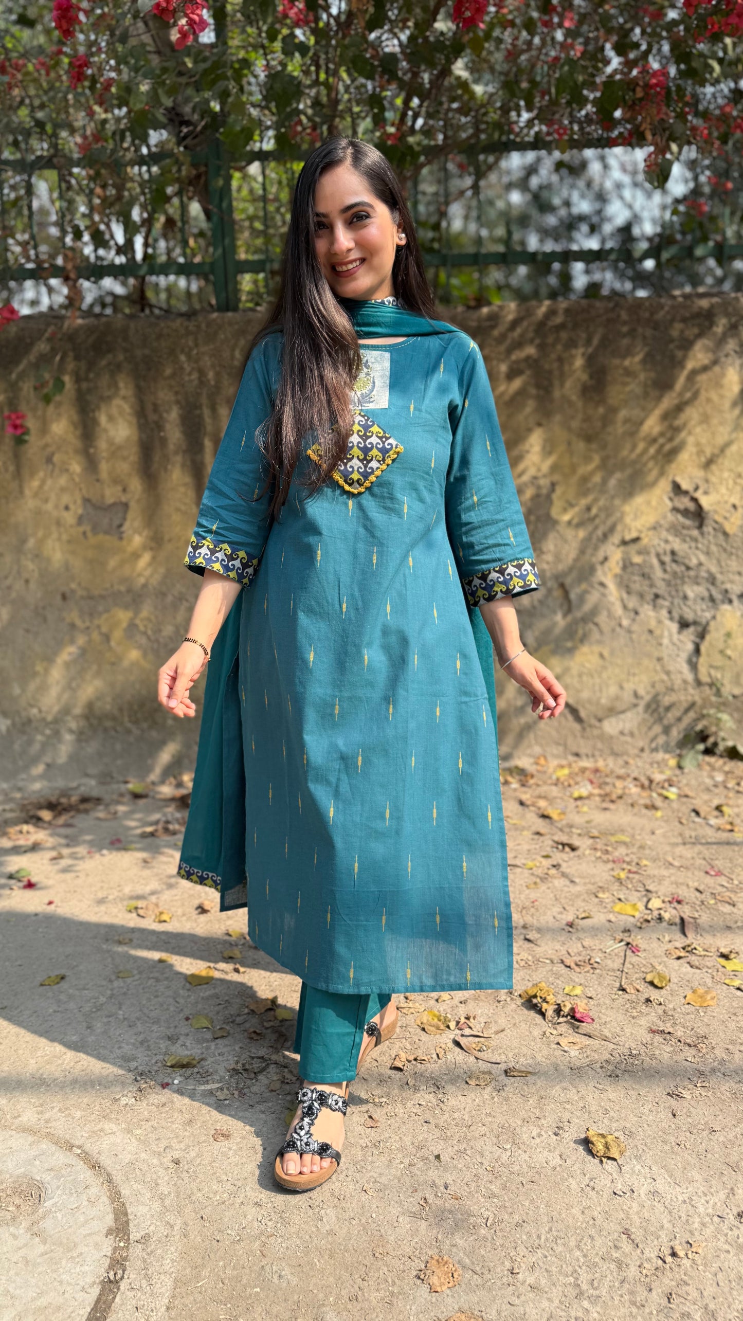 Neha Teal Cotton Suit