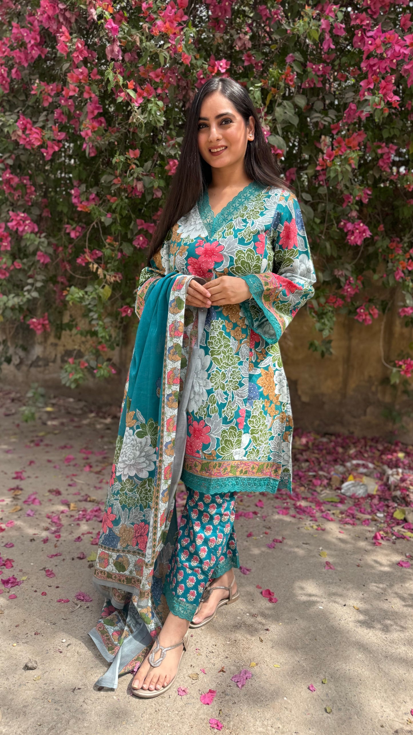 Aisha Teal Lace Suit