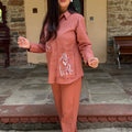 Neha Rust Embroidered Coord Set