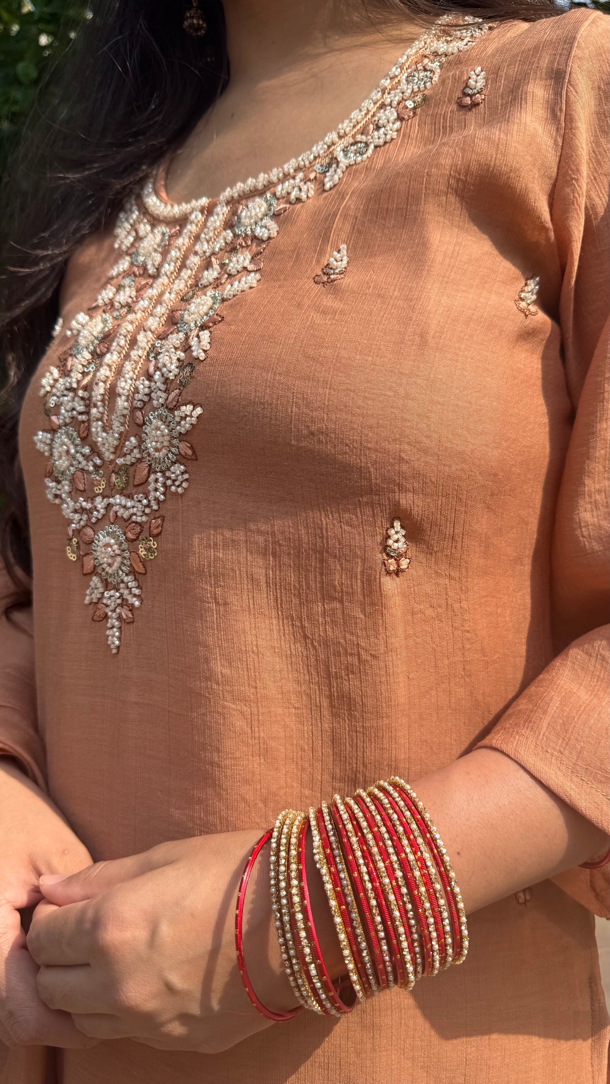 Avika Brown Embroidered Sharara Set