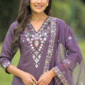 Manika Purple Muslin Suit