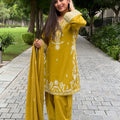 Zoya Mustard Green Farshi Suit