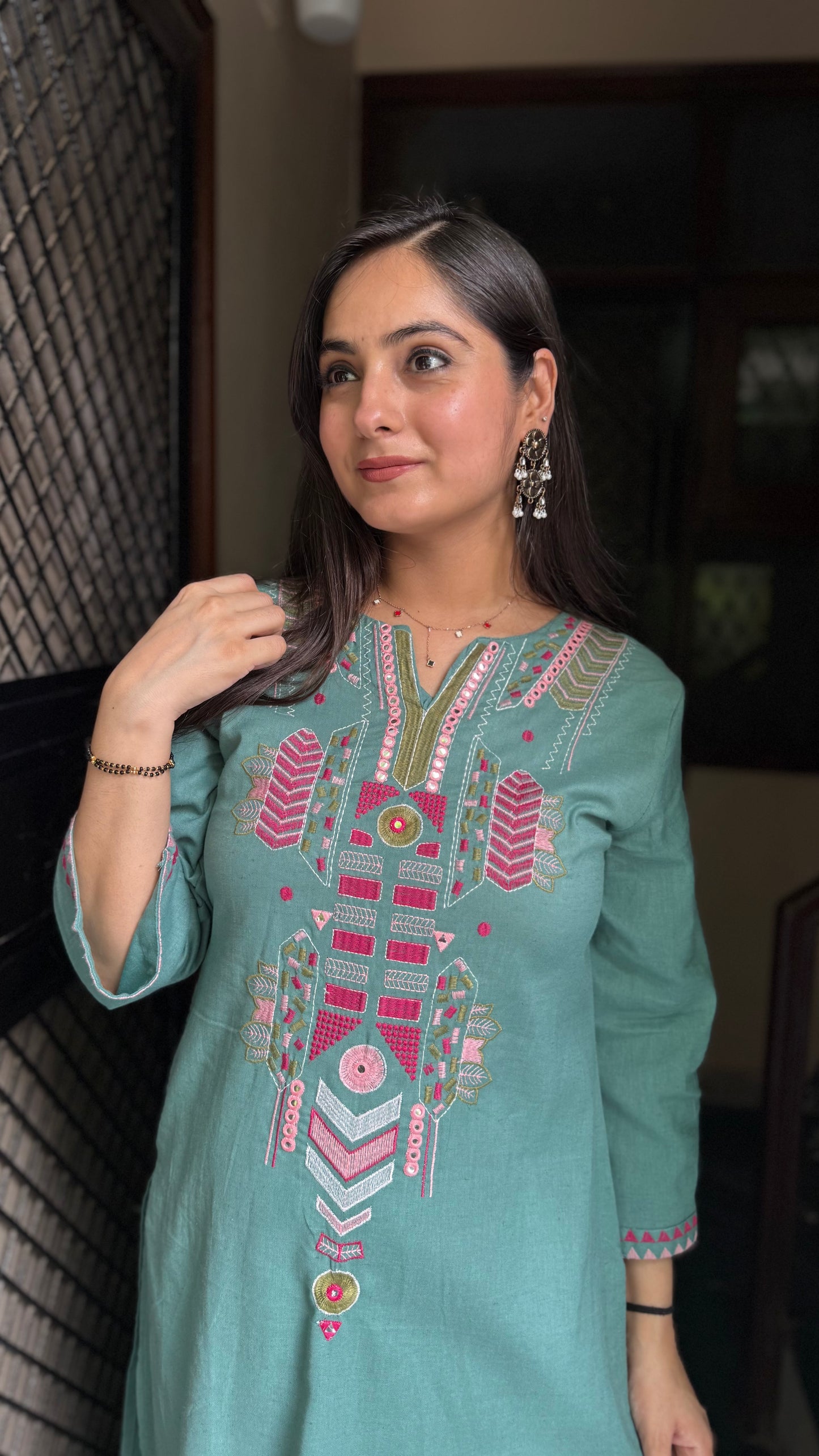 Reena Mint Green Embroidered Coord Set