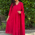 Nia Ruby Red Anarkali Suit