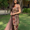 Mauve Floral Kalamkari Suit Set