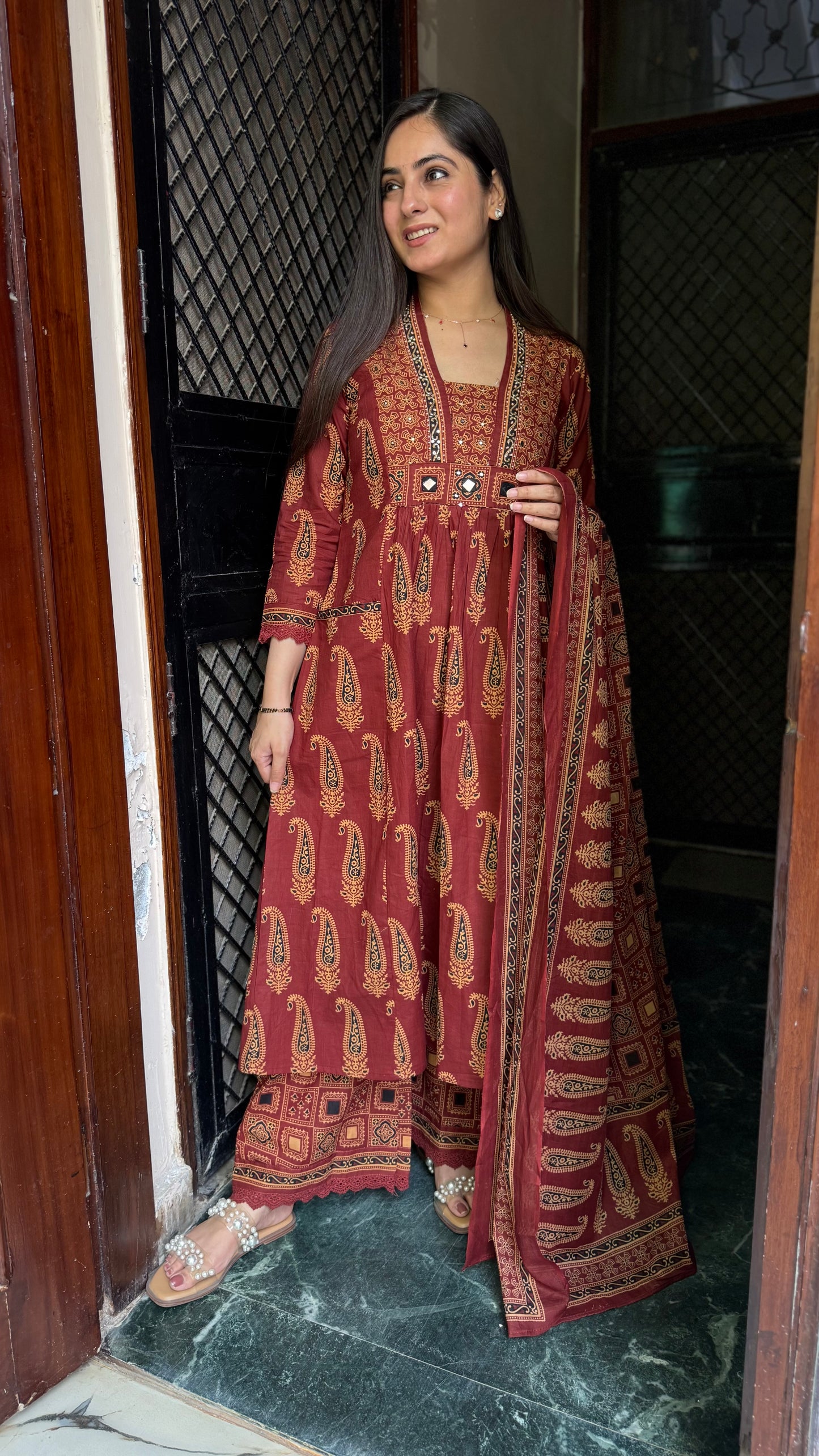 Saanvi Rust Flared Suit
