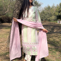 Komal Cream Lilac Cotton Suit