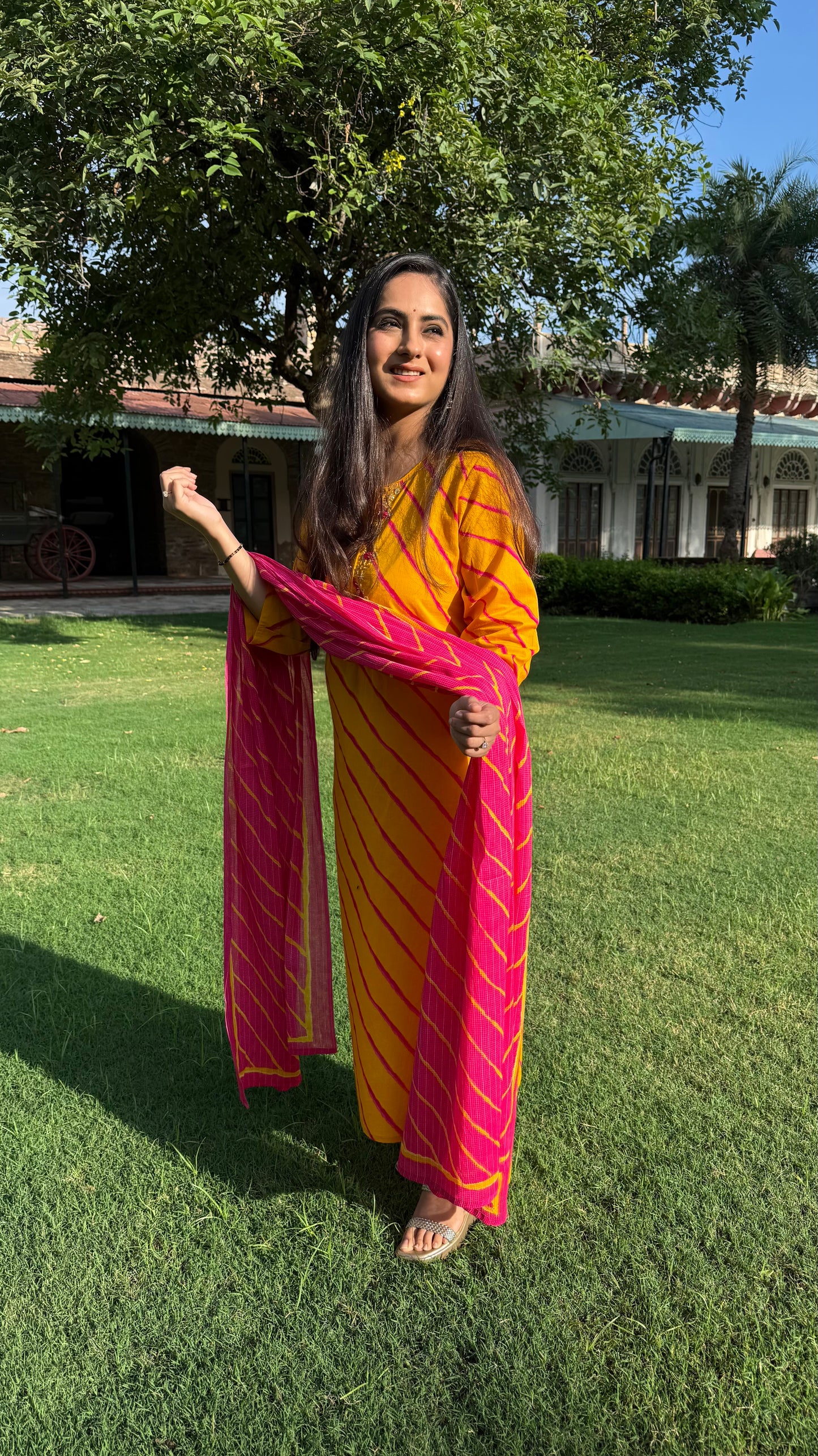 Priya Yellow Leheriya Suit Set