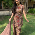 Mauve Floral Kalamkari Suit Set