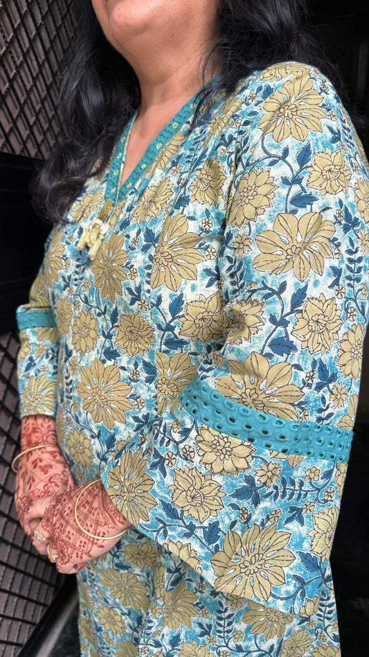 Shashi Teal Blue A- Line Suit