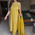 Shagun Mustard Sleeveless Cotton Suit